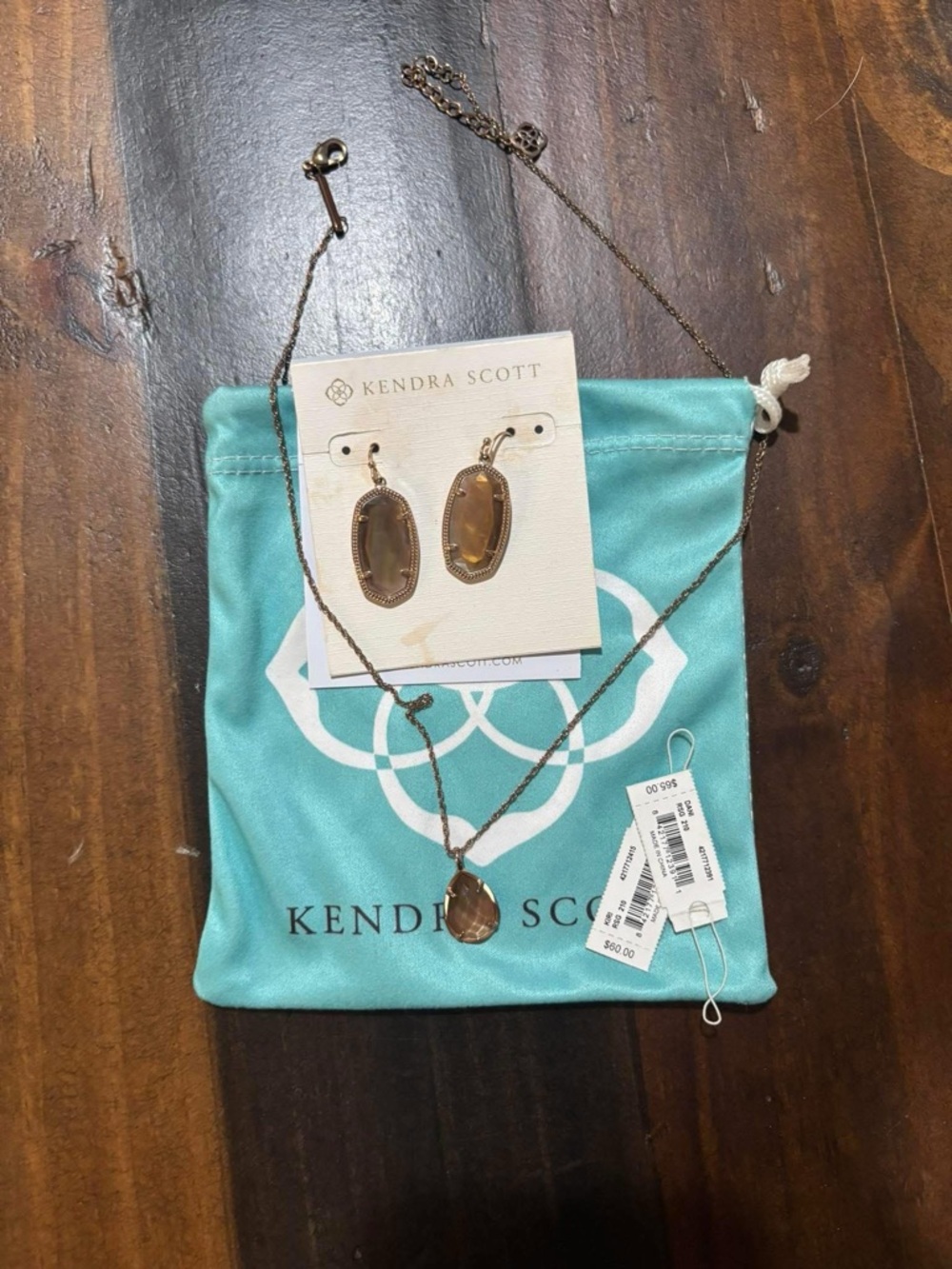 Kendra Scott Gold-Tone Necklace and Earrings with Champagne Stones